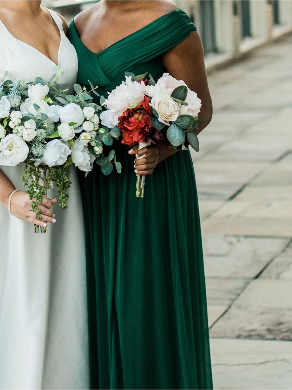 David's Bridal Emerald Green Chiffon Maxi Dress - Picture 3 of 3